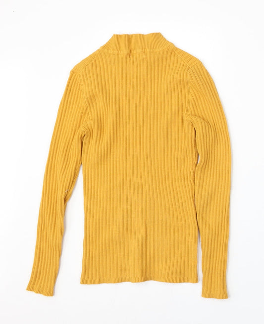 Primark Womens Yellow Mock Neck Polyester Pullover Jumper Size M