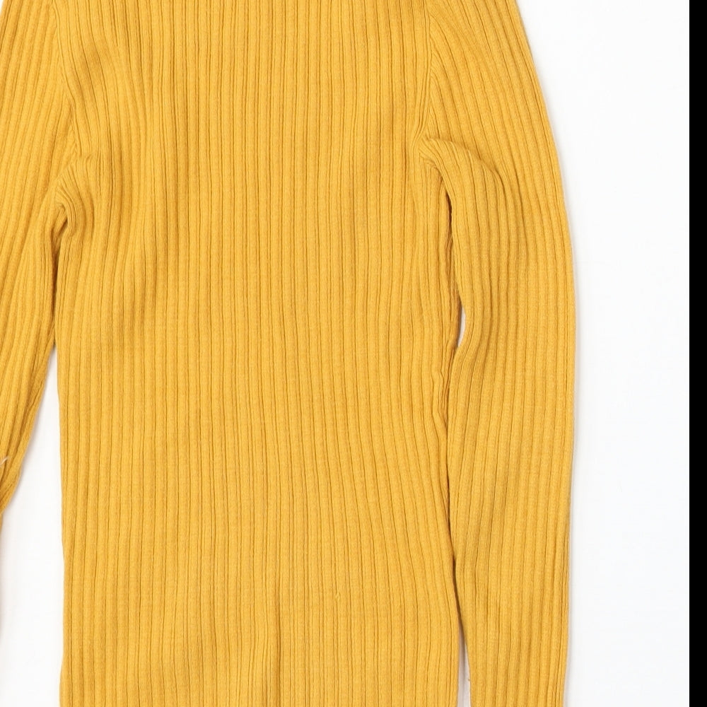 Primark Womens Yellow Mock Neck Polyester Pullover Jumper Size M