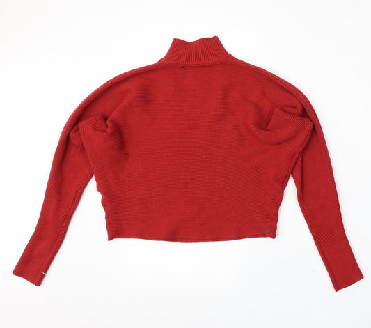 Primark Womens Red Mock Neck Polyester Pullover Jumper Size 4