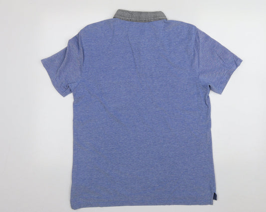 LE SHARK Mens Blue Cotton Polo Size M Collared Button