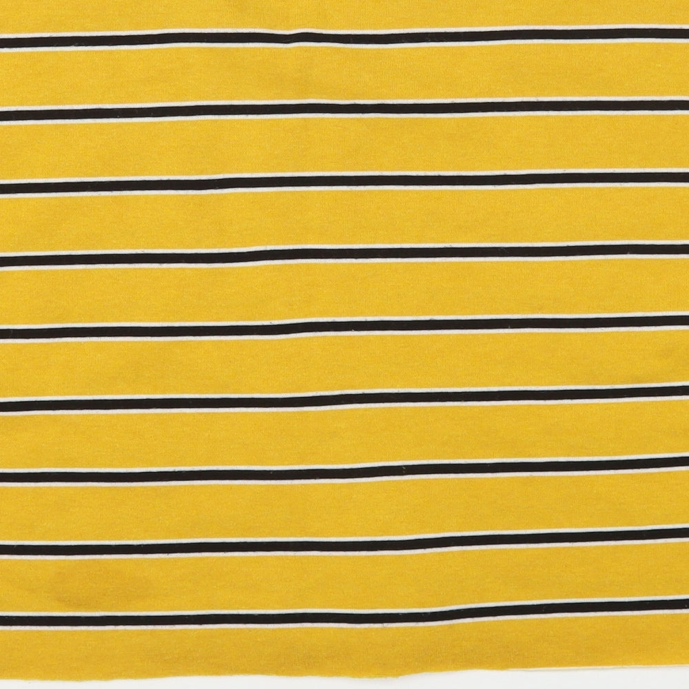 Brand and care label for Primark women’s yellow striped cotton pullover sweatshirt, size M, pullover - cropped