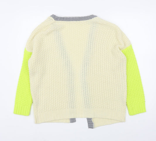 Primark Womens Beige V-Neck Acrylic Cardigan Jumper Size 12