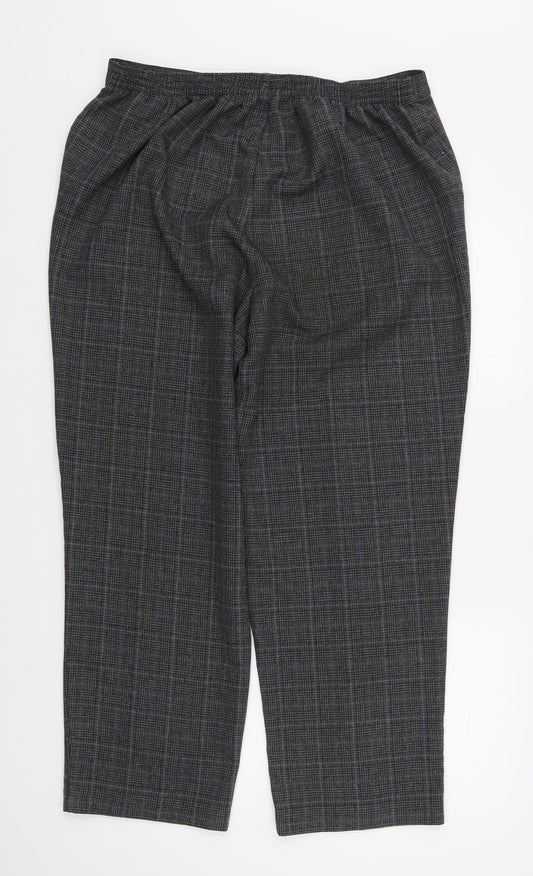 BM Womens Grey Plaid Polyester Trousers Size 18 L27 in Regular