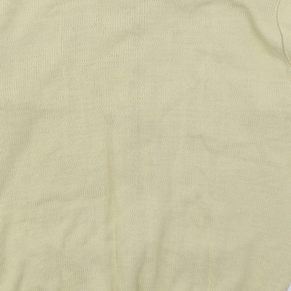 Brand and care label for Carabou men’s beige crew neck acrylic full zip jumper, size M