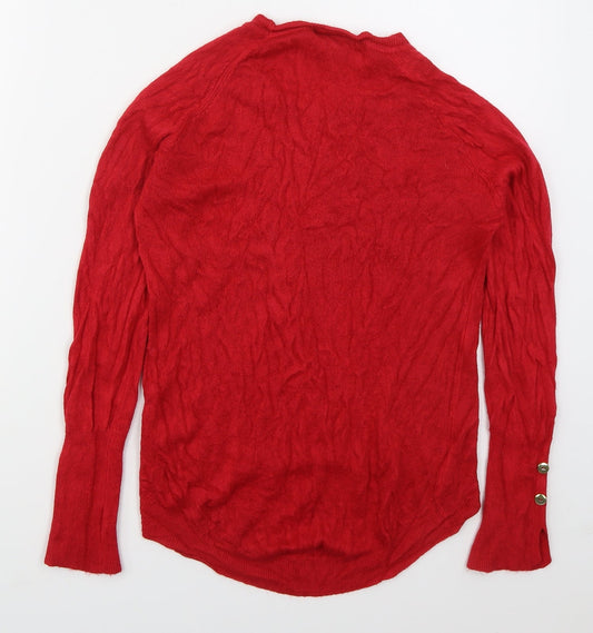 Primark Womens Red Crew Neck Acrylic Pullover Jumper Size 6