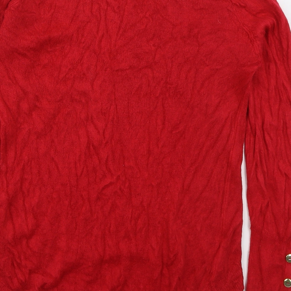 Primark Womens Red Crew Neck Acrylic Pullover Jumper Size 6