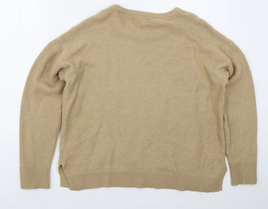 Primark Womens Beige Round Neck Acrylic Pullover Jumper Size 12