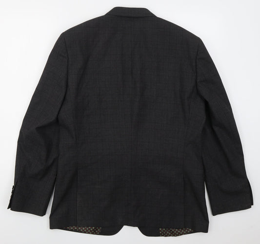 F&F Mens Grey Check Polyester Jacket Suit Jacket Size 42
