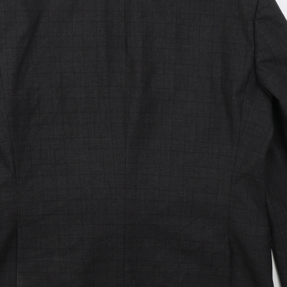 F&F Mens Grey Check Polyester Jacket Suit Jacket Size 42