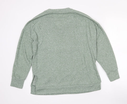 TU Womens Green V-Neck Polyester Pullover Jumper Size 10