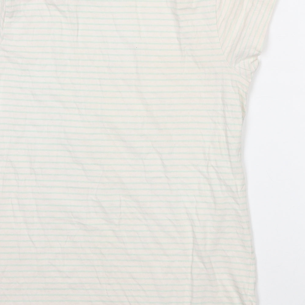 Primark Girls Ivory Striped Cotton Basic T-Shirt Size 11-12 Years Crew Neck - Unicorn print