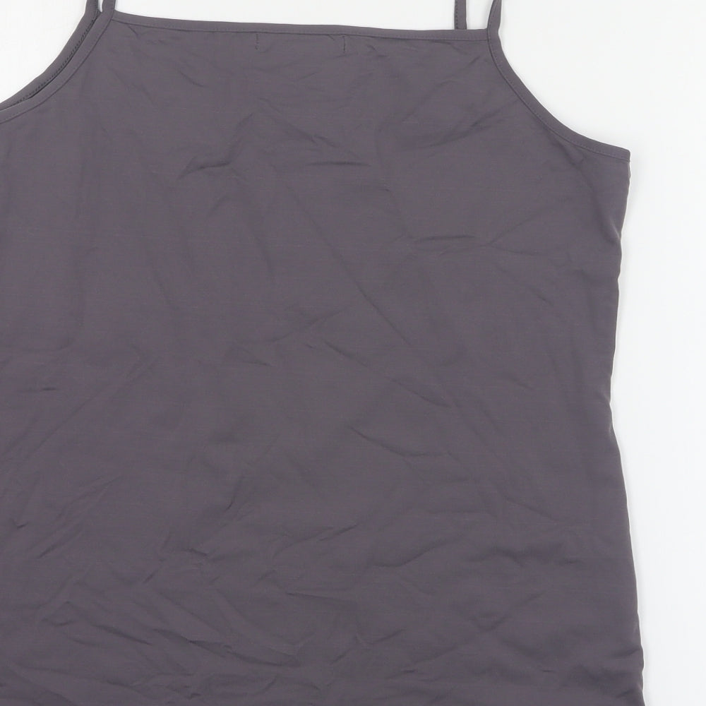 Brand and care label for ZBiz women’s grey polyamide basic tank, size XL, round neck