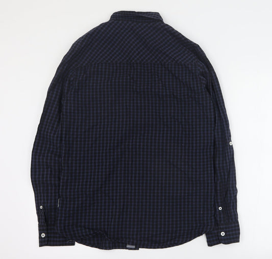 Mens UK Size S Lee Cooper Blue Button-Up Long Sleeve Casual Shirt