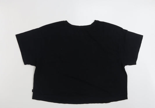 Womens UK Size L New Look Black Cropped T-Shirt