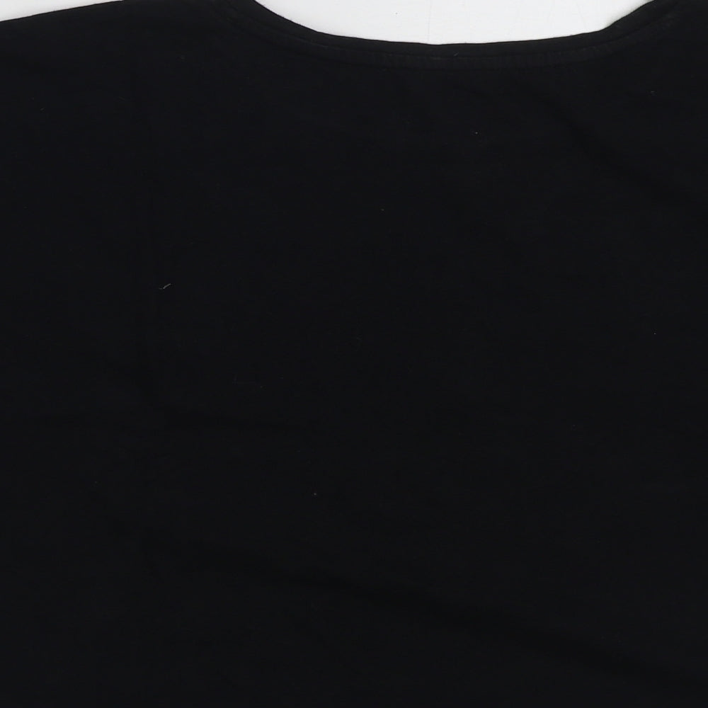 Womens UK Size L New Look Black Cropped T-Shirt