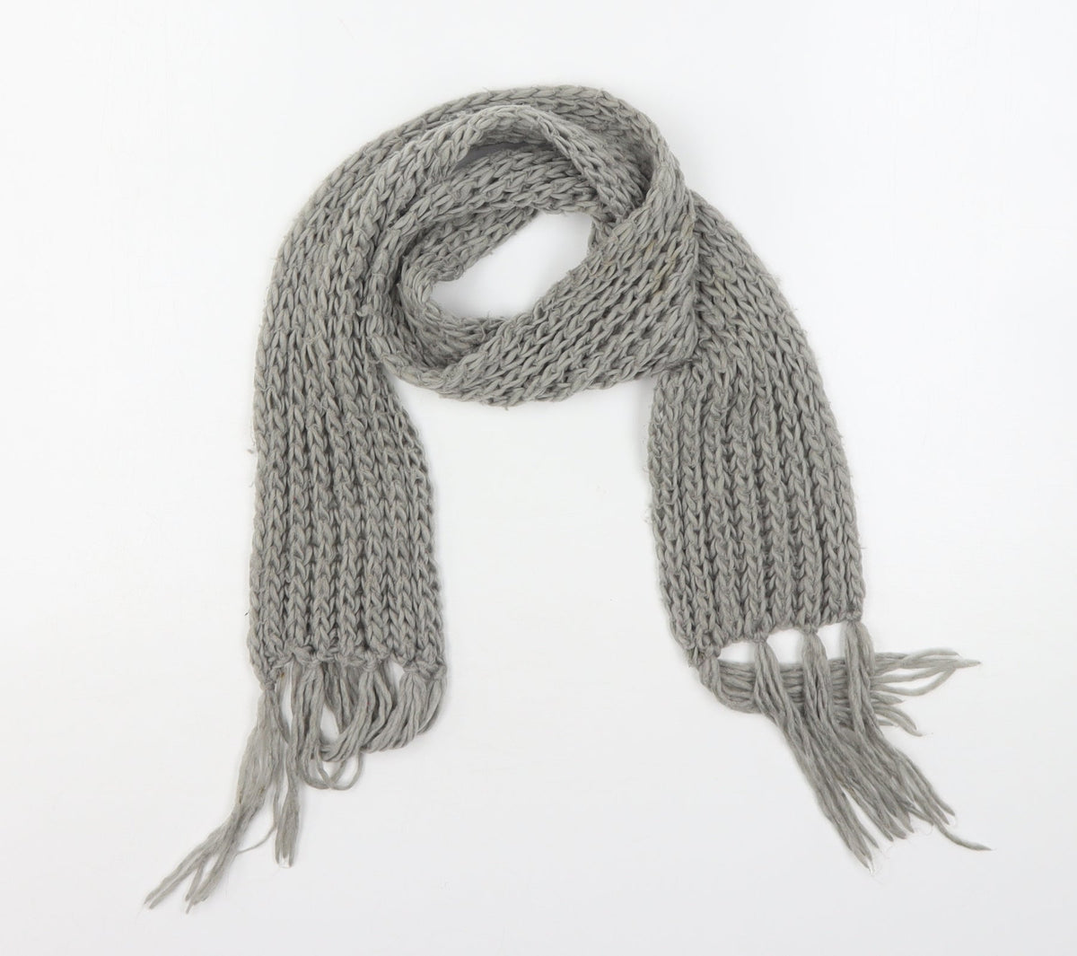 Front view of Preworn women’s grey polyester scarf