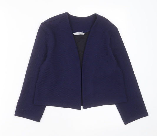 Additional front view of Tu women’s blue v-neck acrylic cardigan jumper, size UK 10
