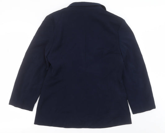 AMARANTO Womens Blue Jacket Blazer Size 14 Button