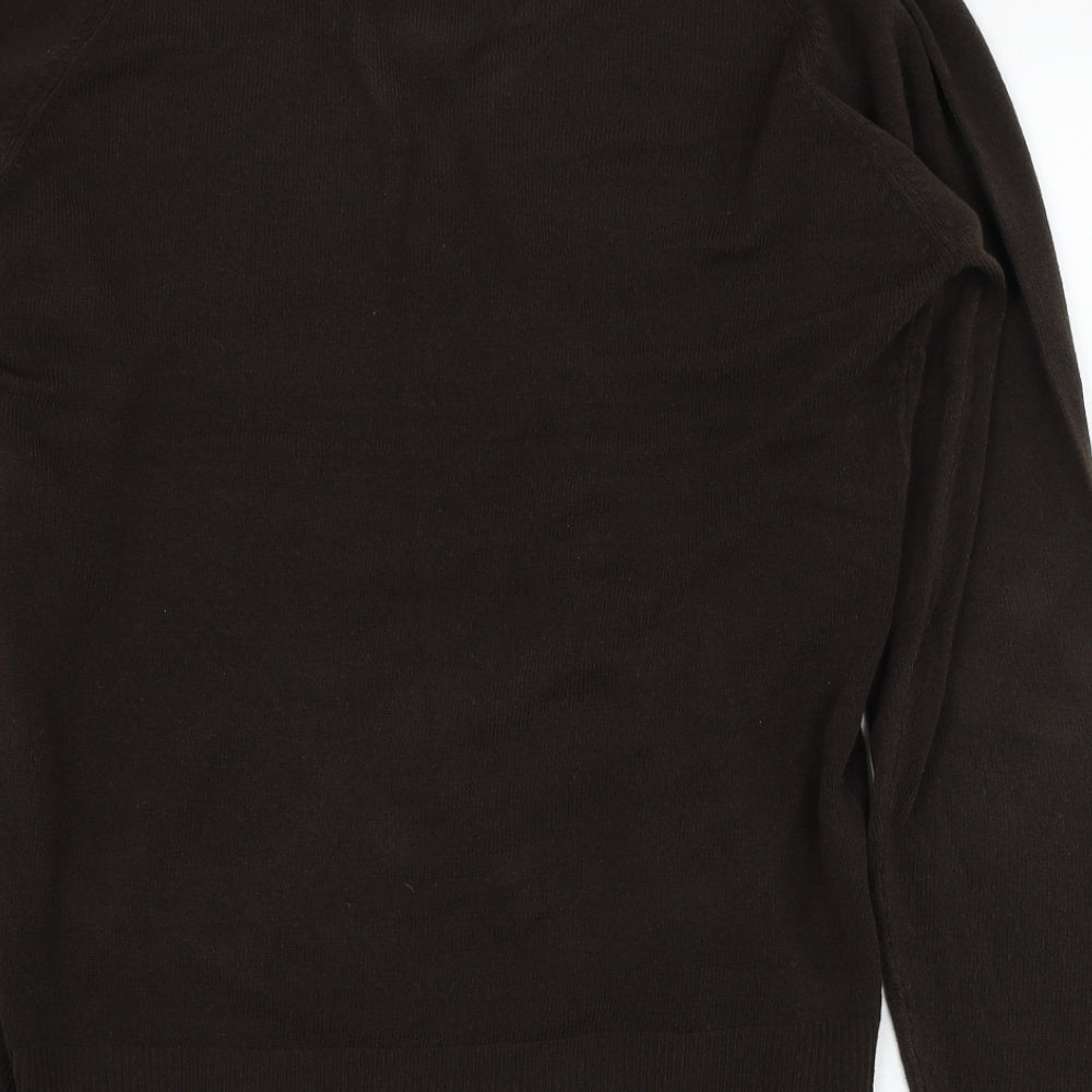 UrbanSpirit Mens Brown V-Neck Acrylic Pullover Jumper Size M