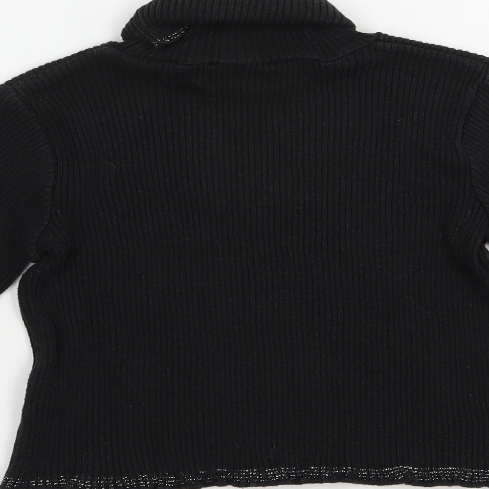 Adams Girls Black Roll Neck Cotton Pullover Jumper Size 10 Years Pullover