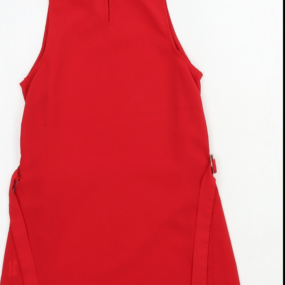 Atmosphere Womens Red Polyester Basic Blouse Size 6 Round Neck