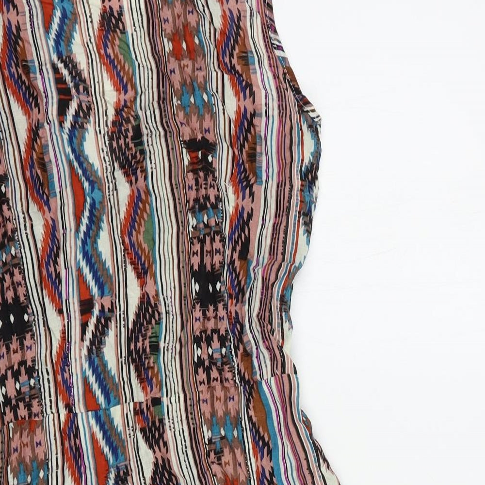 Womens UK Size 8 Ribbon Multicoloured Basic Blouse