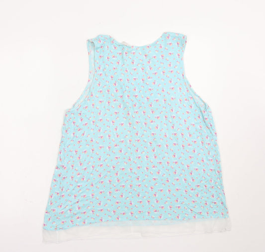 Womens UK Size L Ellen Tracy Blue Basic Tank