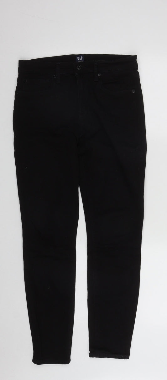 Additional front view of Gap women’s black cotton skinny jeans, size UK 38, in, 27-inch leg slim zip