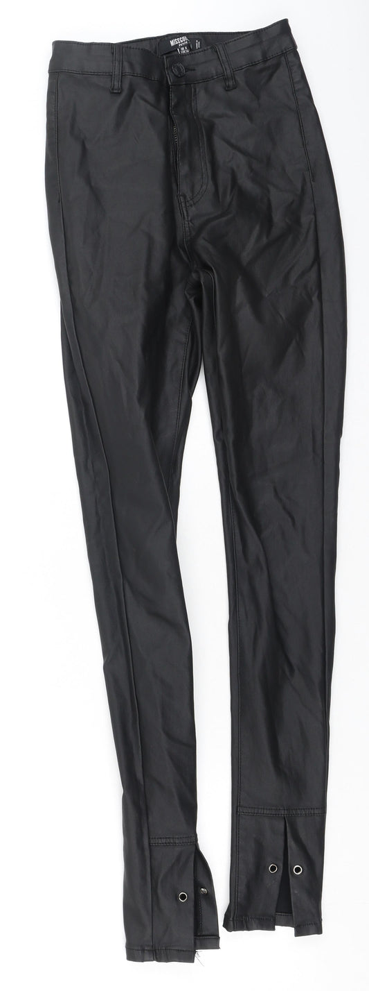 Additional front view of Missguided women’s black cotton jegging jeans, size UK 6, 28-inch leg regular
