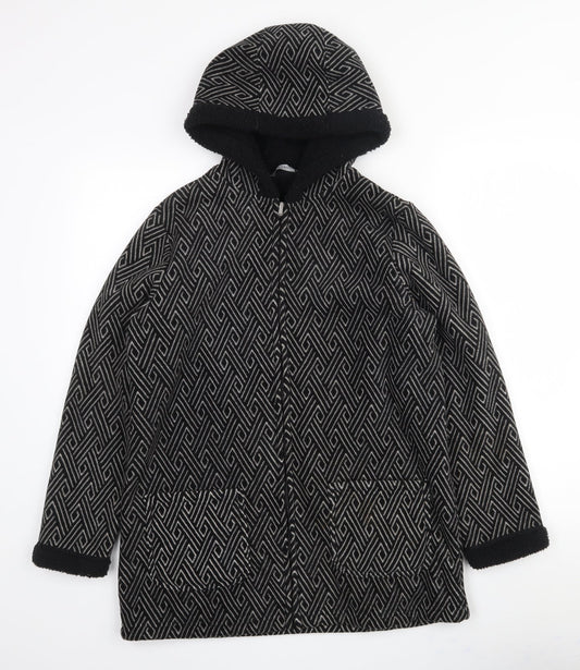 Additional front view of Bonmarché women’s black geometric jacket, size S, zip