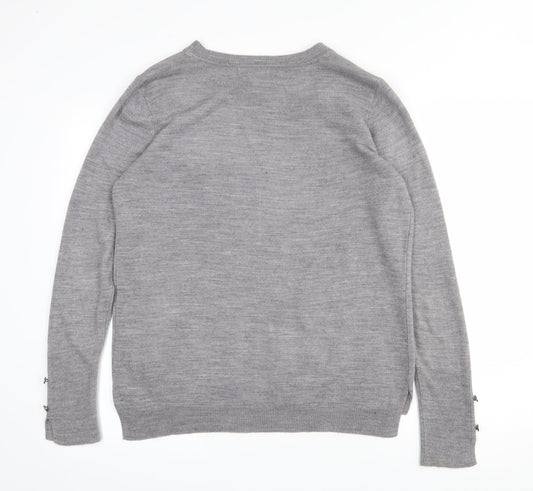 Primark Womens Grey Crew Neck Acrylic Pullover Jumper Size 12