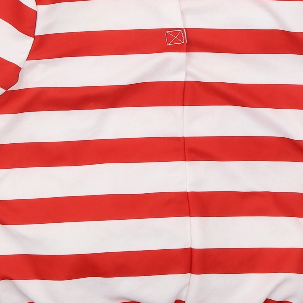 George Boys Red Striped Polyester Basic T-Shirt Size 5-6 Years Crew Neck Pullover - Burts Burgers Fancy Dress Top