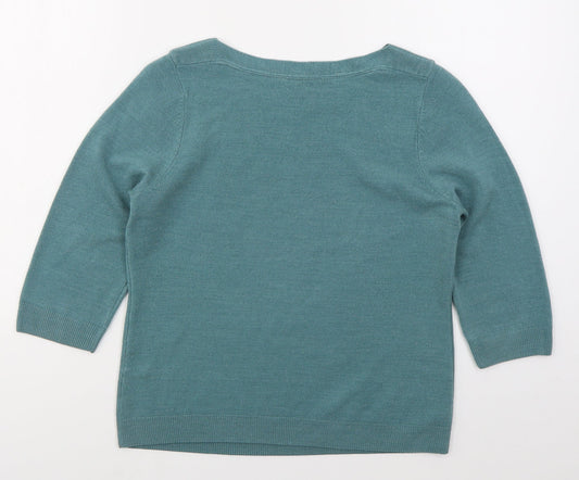 BHS Womens Blue Boat Neck Acrylic Pullover Jumper Size 12