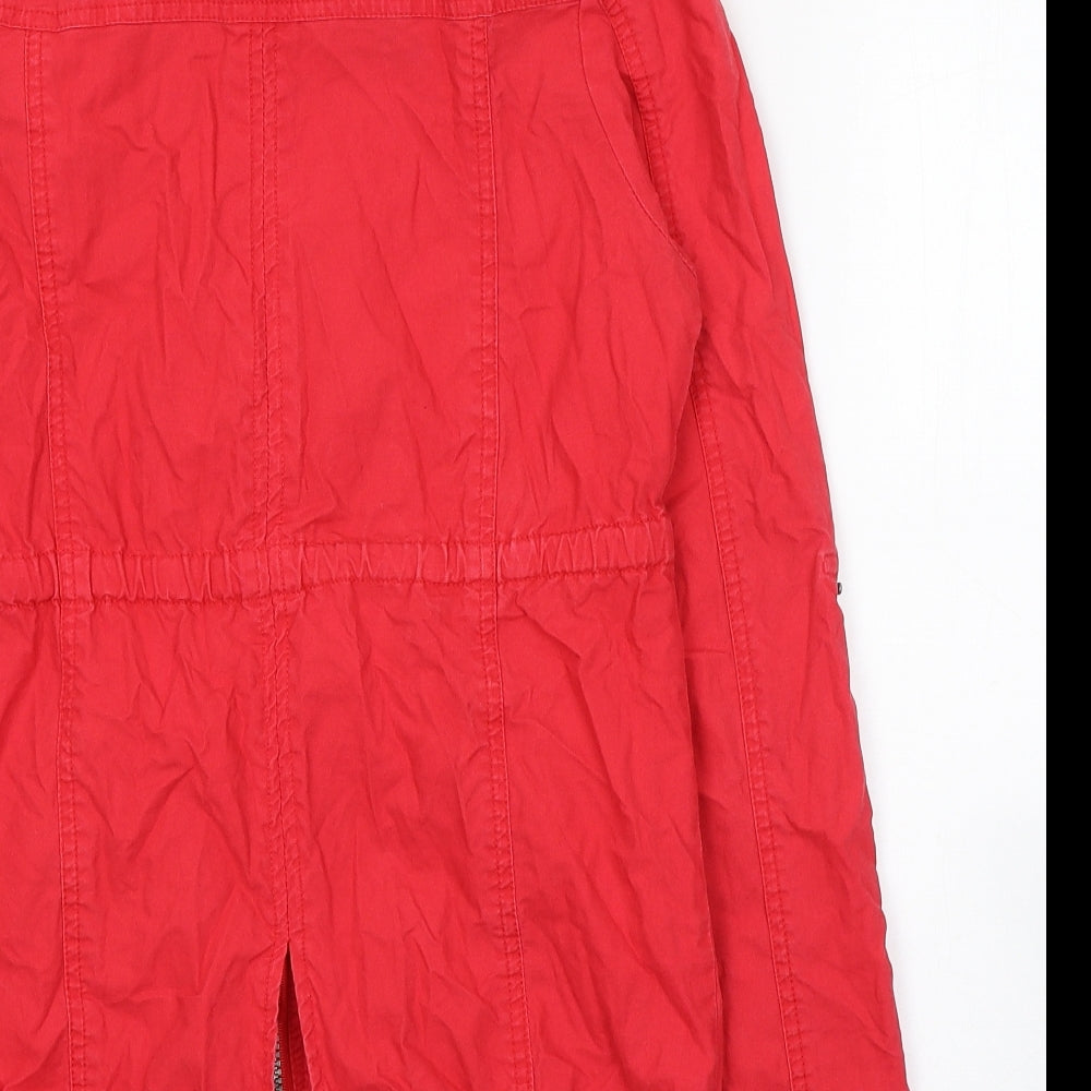 Brand and care label for Denim & Co. women’s red jacket coat, size UK 10, zip