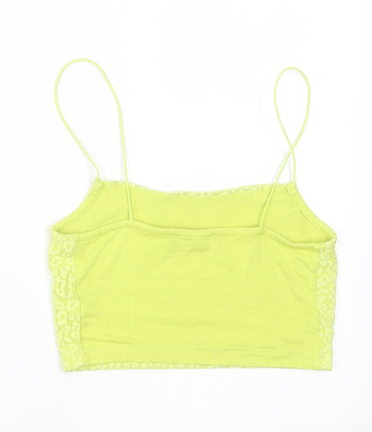 Primark Womens Green Viscose Cropped Tank Size 6 Square Neck