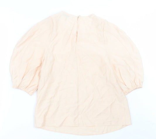 Primark Womens Beige Viscose Basic T-Shirt Size 8 Crew Neck