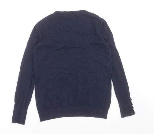 Warehouse Womens Blue Crew Neck Acrylic Pullover Jumper Size 12