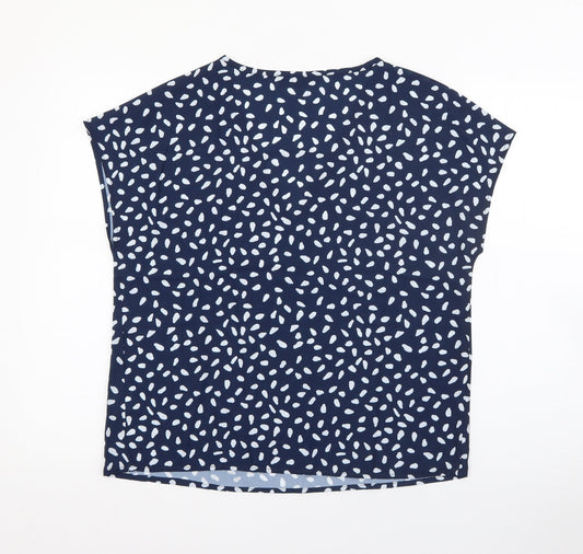 SheIn Womens Blue Geometric Polyester Basic Blouse Size S V-Neck