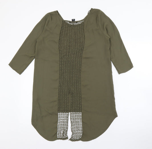 Primark Womens Green Polyester Basic Blouse Size 6 Scoop Neck