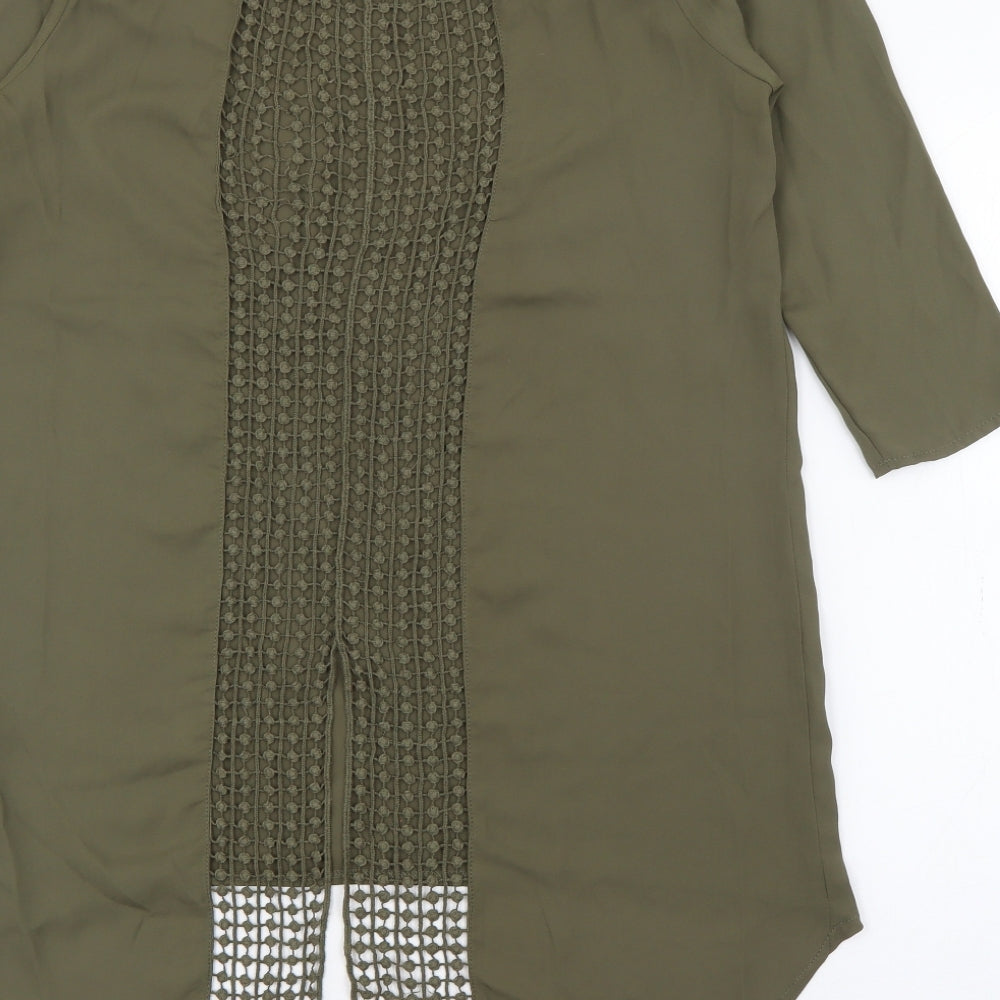 Primark Womens Green Polyester Basic Blouse Size 6 Scoop Neck