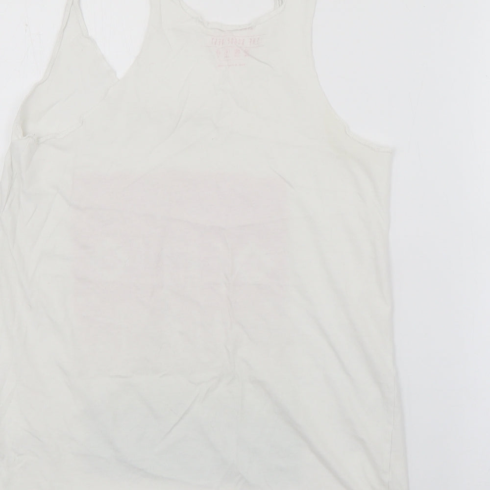 Primark Womens White Cotton Camisole Tank Size 10 Scoop Neck - Free Spirit