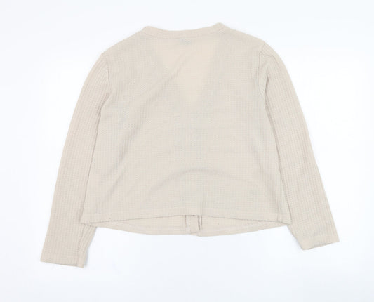 SheIn Womens Beige V-Neck  Polyester Cardigan Jumper Size 12