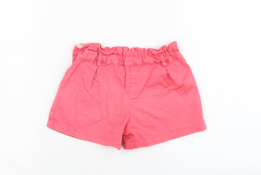 Marks and Spencer Girls Pink Cotton Paperbag Shorts Size 3-4 Years Regular