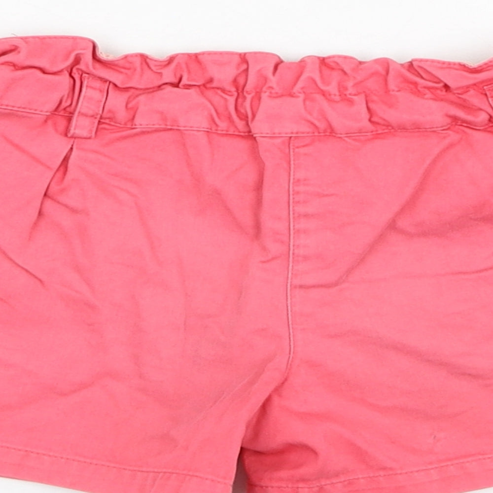 Marks and Spencer Girls Pink Cotton Paperbag Shorts Size 3-4 Years Regular