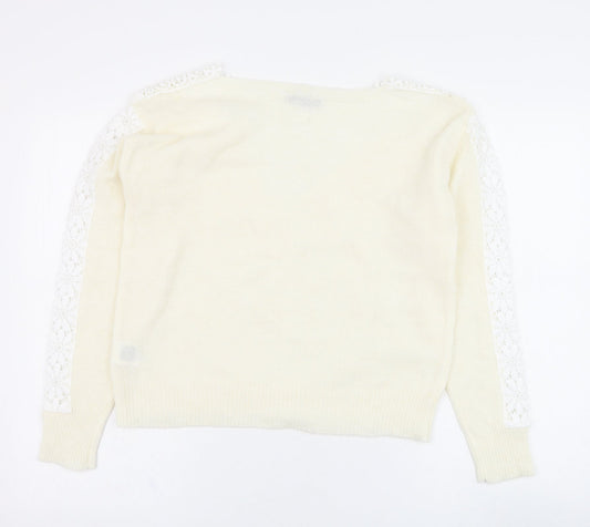 SheIn Womens Ivory Round Neck  Polyester Pullover Jumper Size 10