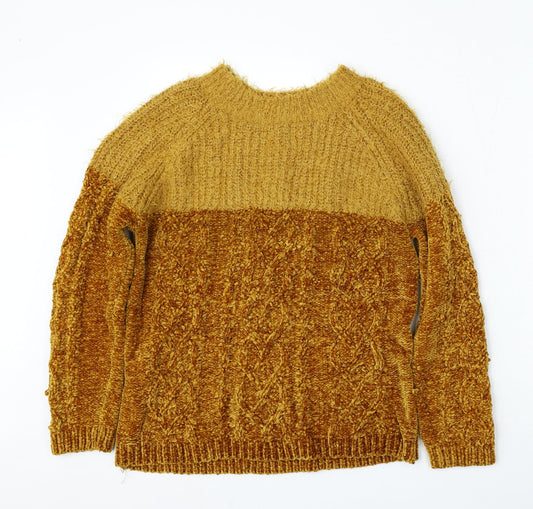Womens UK Size M Papaya Yellow Pullover Jumper