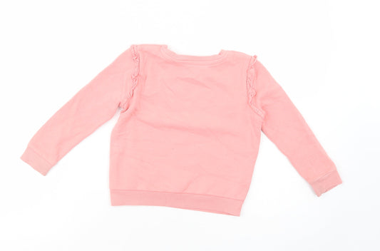 George Girls Pink Cotton Pullover Sweatshirt Size 4-5 Years Pullover - Happy Heart