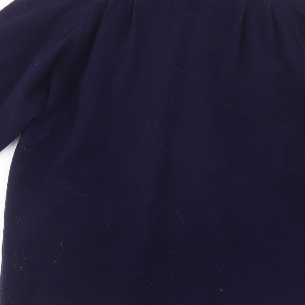 Brand and care label for Klass women’s blue pea coat coat, size UK 12, button