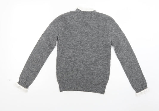 Primark Womens Grey Collared Polyester Pullover Jumper Size 4