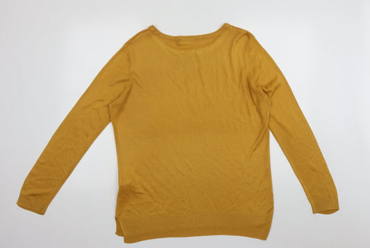 F&F Womens Yellow Round Neck Acrylic Pullover Jumper Size 12